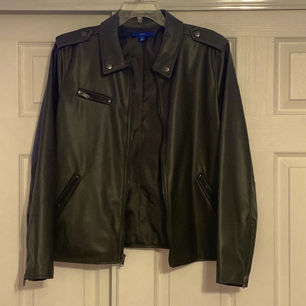 Apt. 9 Olive Faux Leather Jacket Size XL